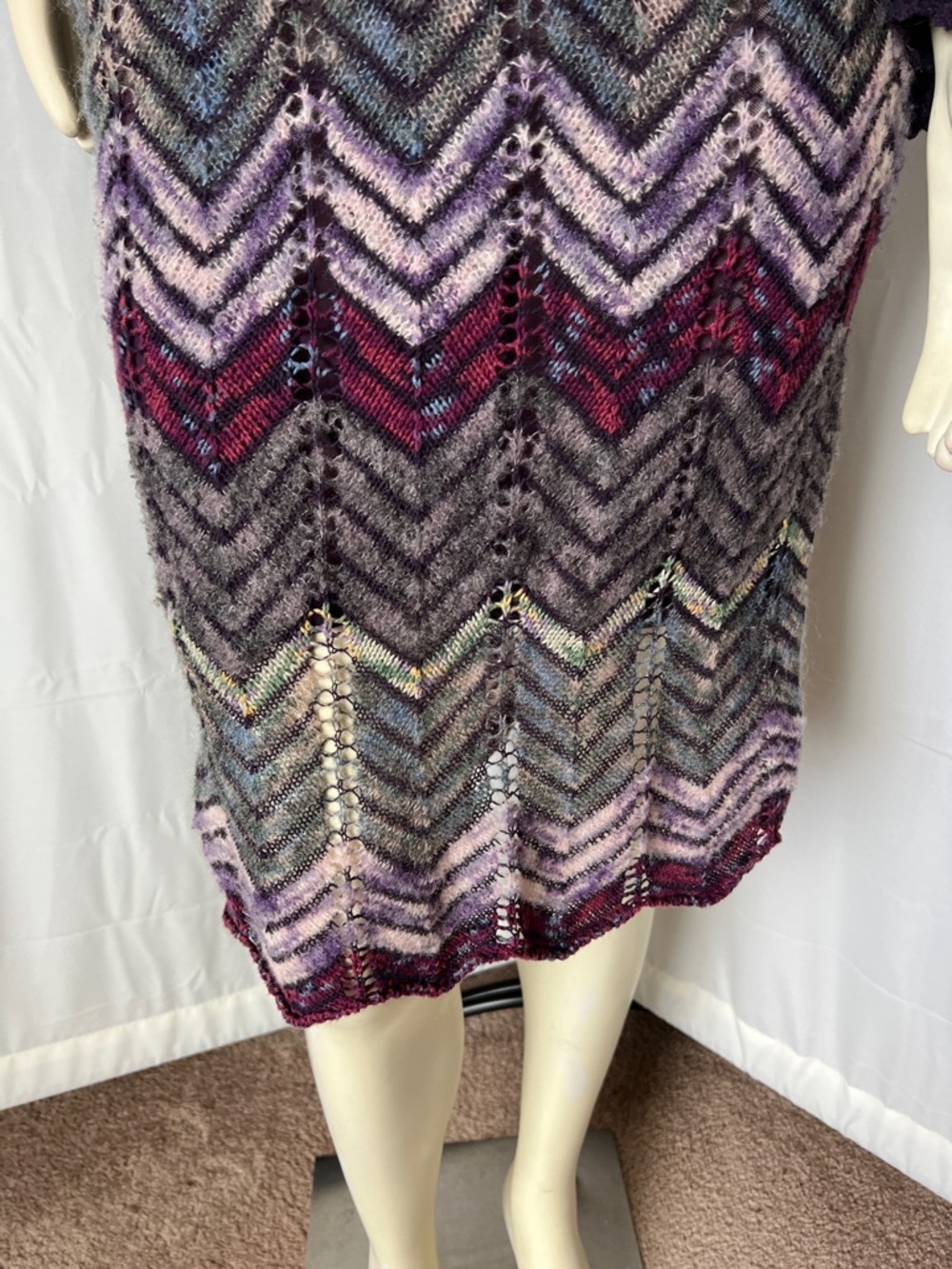 Free People Chevron Knit Midi Dress with Sheer bodice. - Picture 3 of 8